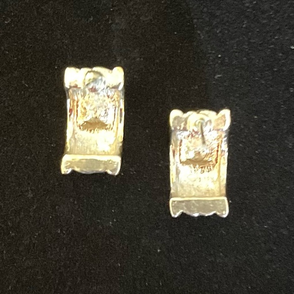 Double Toned Faux Sapphire Earrings - Picture 5 of 5